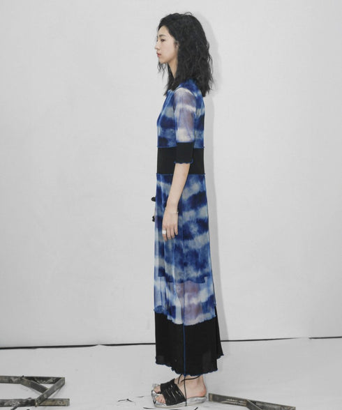 Tie-dyed see-through dress